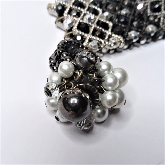 Bracelet & Ring VTG Rhinestone Pearl Stretch Glass Crystal Beads Trendy Stylish - Picture 2 of 4